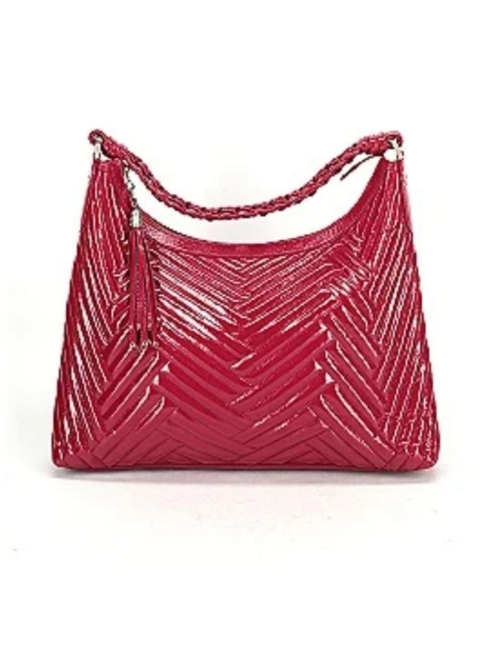 Cole Haan Laury Patent Leather Ruby Berry Medium Shoulder Bag New